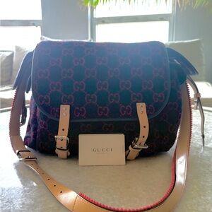 Gucci Navy Blue and Red Large Diaper Bag